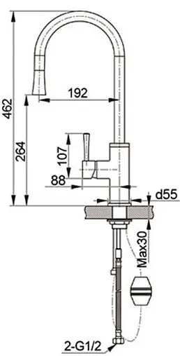 Смеситель для кухни с выдвижным изливом GranFest чёрный матовый 7652 чёрный матовый