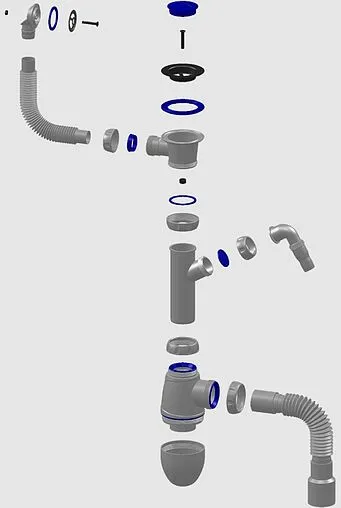 Сифон бутылочный для мойки с переливом Unicorn В443V Сифон бутылочный для мойки с переливом Unicorn В443V