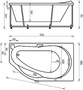 Ванна акриловая Aquatek Таурус 170х100 R с фронтальной панелью, с каркасом (разборный) TAR170-0000129 Ванна акриловая Aquatek Таурус 170х100 R с фронтальной панелью, с каркасом (разборный) TAR170-0000129, 2