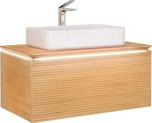 Тумба-умывальник подвесная Jorno Karat 100 бук светлый Kar.01.100/P/BuL+MLN-7050H Тумба-умывальник подвесная Jorno Karat 100 бук светлый Kar.01.100/P/BuL+MLN-7050H, 1