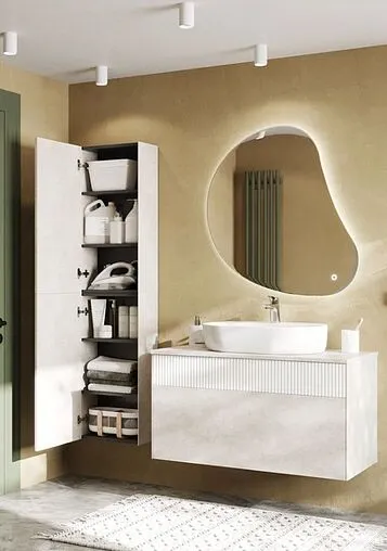 Тумба-умывальник подвесная Aquaton Марбл 100 слэйт/белый матовый 1A2763K4MH4C0