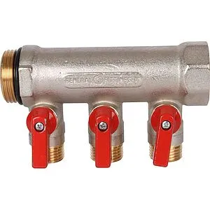 Коллектор запорный проходной 3 отвода красный 1"в/н x ½"н Stout SMB 6210 011203 Коллектор запорный проходной 3 отвода красный 1"в/н x ½"н Stout SMB 6210 011203, 4