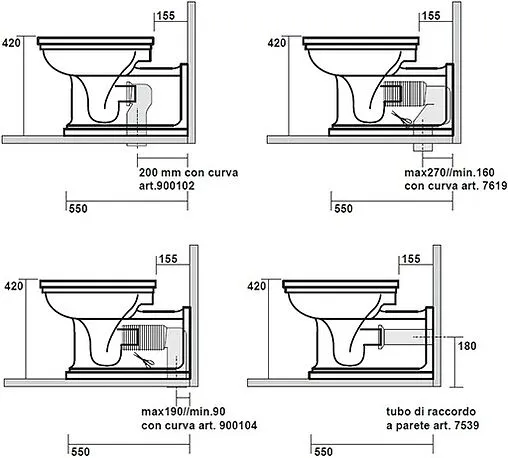 Унитаз приставной Kerasan Waldorf белый 411601
