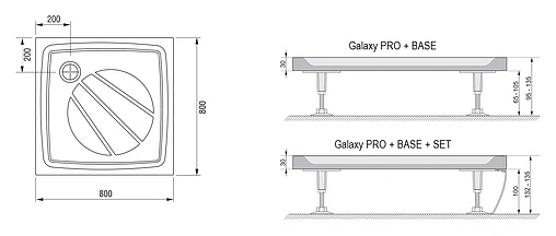 Поддон для душа Ravak Perseus Pro-80 XA034401010