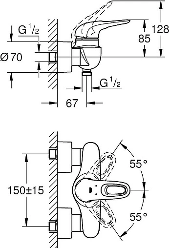 Смеситель для душа Grohe Eurostyle New хром 33590003