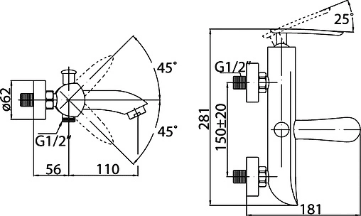 Смеситель для ванны BelBagno Volturno хром VOL-VASM-CRM