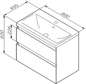 Тумба под умывальник подвесная Am.Pm X-Joy 80 чёрный матовый/светлое дерево M85AFHX0802BM, 2