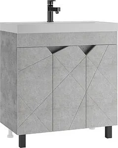 Тумба под умывальник напольный Домино Vector 80 метрополитан грей/бетон серый DV6614T, 1