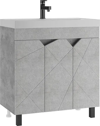 Тумба под умывальник напольный Домино Vector 80 метрополитан грей/бетон серый DV6614T