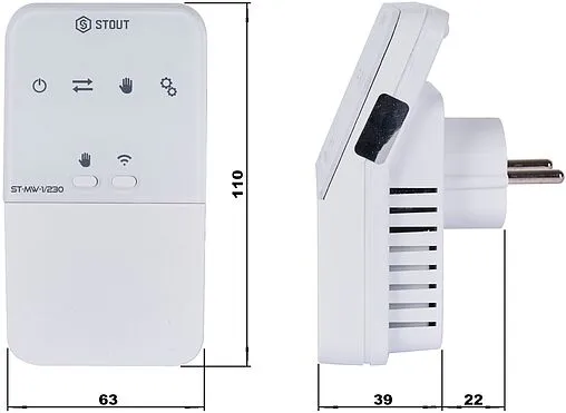 Беспроводной электрический исполнительный модуль 230В 10А Stout MW-1 230 белый STE-0101-100230