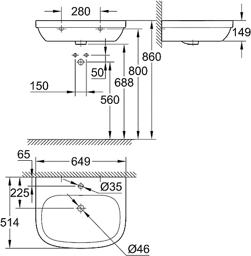 Раковина Grohe Euro Ceramic 65 белый 3932300H