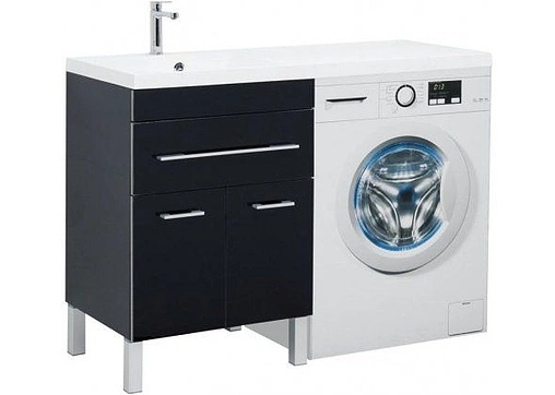 Тумба-умывальник напольная над стиральной машиной Aquanet Верона 120 L чёрный 00182705+00239565