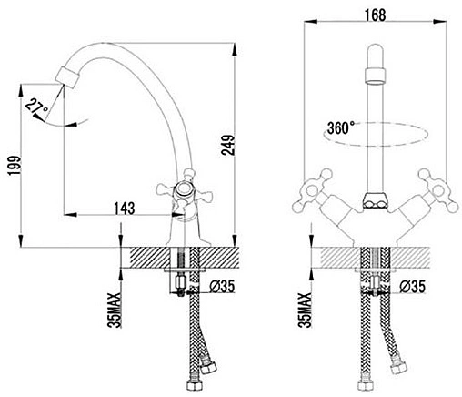 Смеситель для кухни SMARTsant Классик нью J-излив хром SM180001AA