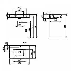 Раковина Ideal Standard Strada 71 белый K078701 Раковина Ideal Standard Strada 71 белый K078701, 2