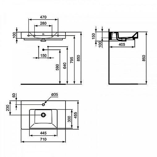 Раковина Ideal Standard Strada 71 белый K078701 Раковина Ideal Standard Strada 71 белый K078701