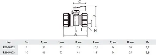 Кран шаровый ½"в x ½"в Giacomini R690X003