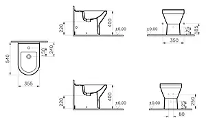 Биде напольное VitrA S50 белый 5325B003-0288, 2