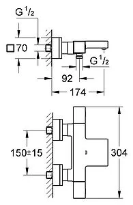 Термостат для ванны Grohe Grohtherm Cube хром 34497000 Термостат для ванны Grohe Grohtherm Cube хром 34497000, 2