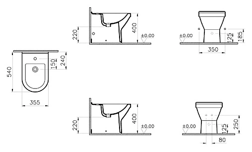 Биде напольное VitrA S50 белый 5325B003-0288