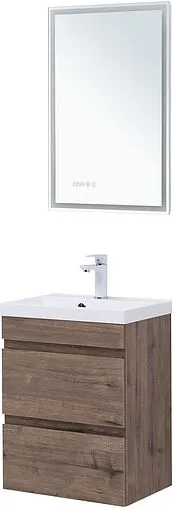 Тумба-умывальник подвесная Aquanet Нота New 50 дуб веллингтон/табак 00334190+00284237