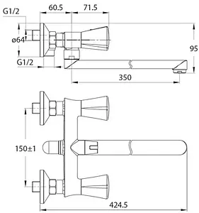 Смеситель для ванны с длинным изливом IDDIS Bounce хром BOUSBL2i10WA, 2