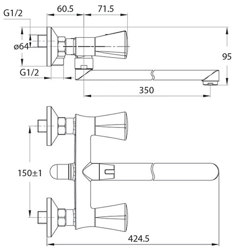 Смеситель для ванны с длинным изливом IDDIS Bounce хром BOUSBL2i10WA