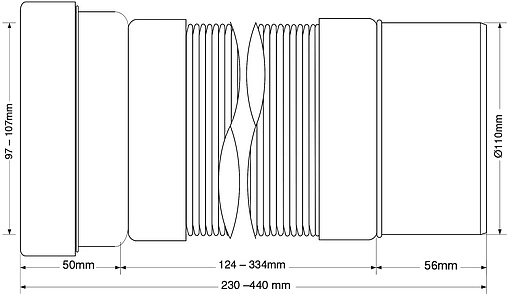 Гофра для унитаза Mc Alpine 230-440мм MRWC-F23P
