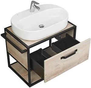 Тумба-умывальник подвесная Aquaton Лофт Фабрик 80 дуб эндгрейн 1A2424K0LTDU0, 4