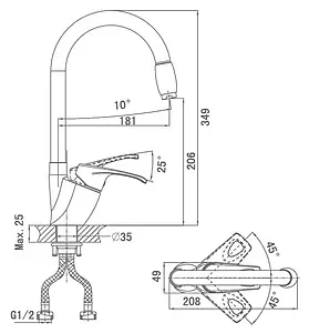 Смеситель для кухни D&K Erlangen Bayern хром DA1182401 Смеситель для кухни D&K Erlangen Bayern хром DA1182401, 2