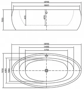 Ванна акриловая отдельностоящая Swedbe Vita 189x93 8810, 3