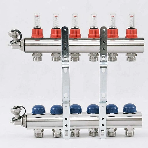 Группа коллекторная с расходомерами 6 отводов 1&quot;в/в x ¾&quot;ек Uni-fitt 440E4306