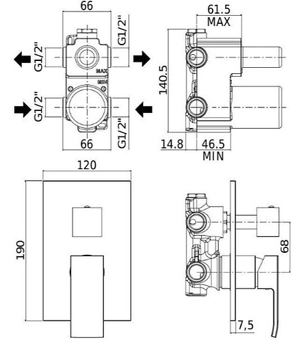 Комплект для душа 5 в 1 Paffoni Elle хром 00255131
