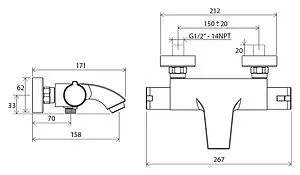 Термостат для ванны Ravak Termo хром X070046 Термостат для ванны Ravak Termo хром X070046, 2