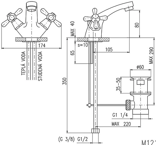 Смеситель для раковины Rav Slezak Morava retro золото MK127.5Z