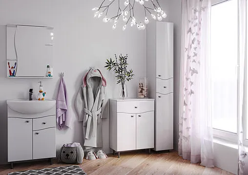 Тумба под умывальник напольная Айсберг Волна 60 белый DA1021T