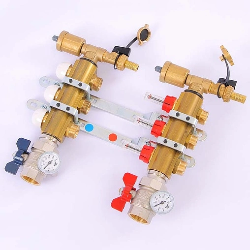 Группа коллекторная с расходомерами 3 отвода 1&quot;в/в x ¾&quot;ек Tiemme 3870008