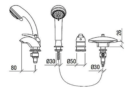 Смеситель на борт ванны на 3 отверстия Aquanet NERA GRAND NIAGARA хром 00158268 Смеситель на борт ванны на 3 отверстия Aquanet NERA GRAND NIAGARA хром 00158268