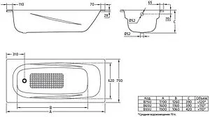 Ванна стальная BLB Universal Anatomica 170x75 белый B75U handles Ванна стальная BLB Universal Anatomica 170x75 белый B75U handles, 2