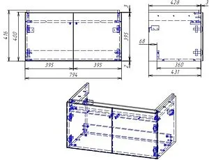 Тумба-умывальник подвесная Cersanit Colour 80 белый 64259+, 2