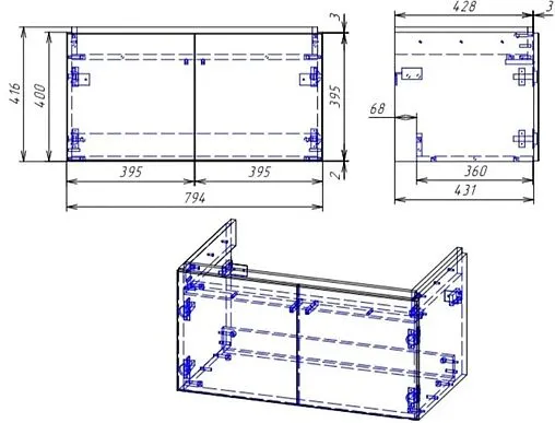 Тумба-умывальник подвесная Cersanit Colour 80 белый 64259+