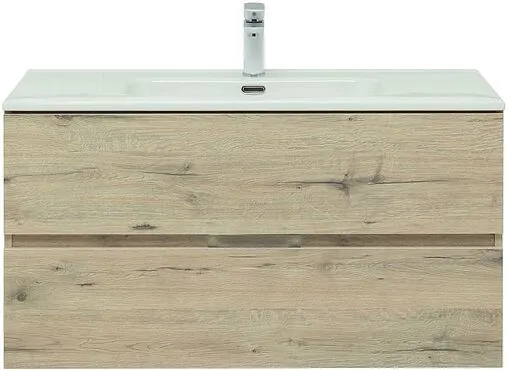 Тумба-умывальник подвесная Aquanet Алвита New 100 дуб веллингтон 00277521+00254365