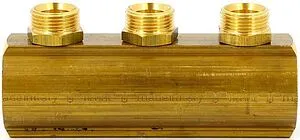 Коллектор распределительный проходной 3 отвода 1¼"в/в x ¾"ек Tiemme 1970068 Коллектор распределительный проходной 3 отвода 1¼"в/в x ¾"ек Tiemme 1970068, 3