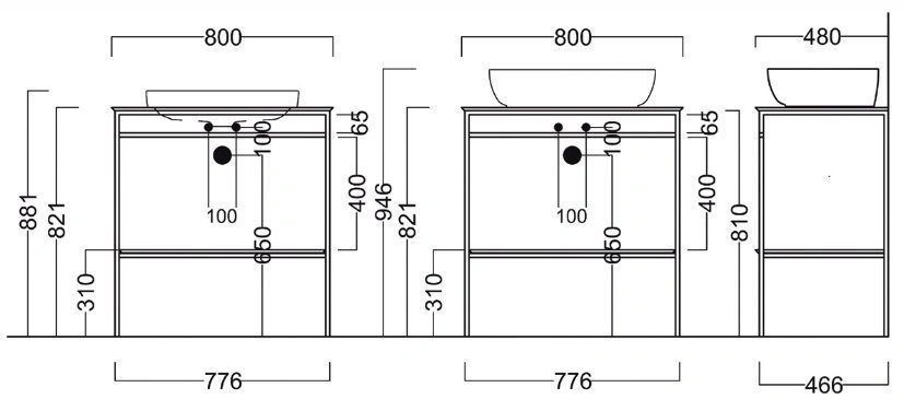 Консоль с умывальником напольная Kerama Marazzi Plaza Next 80 чёрный матовый PL.N.80.01\BLK.M+PL.wbi.55.1+