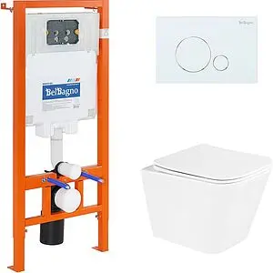 Комплект 5 в 1 BelBagno Due BB3103CHR/SC/BB002-80/BB014-SR-BIANCO с кнопкой белый глянцевый, 1