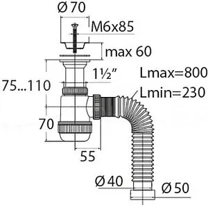 Сифон бутылочный для мойки VIRPlast Мини Элит 30980676 Сифон бутылочный для мойки VIRPlast Мини Элит 30980676, 2