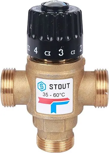 Трехходовой термостатический смесительный клапан ¾&quot; +35...+60°С Kvs 1.6 Stout SVM-0120-166020