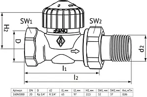 Вентиль терморегулирующий прямой ¾" в/н Uni-Fitt 160N3000 Вентиль терморегулирующий прямой ¾" в/н Uni-Fitt 160N3000, 2