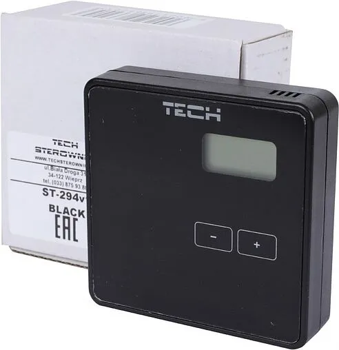 Проводной комнатный двухпозиционный регулятор котла TECH ST-294 v1 черный WG.11.0459