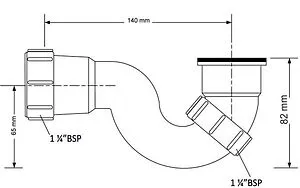 Сифон для биде Mc Alpine белый MRB6-32, 2