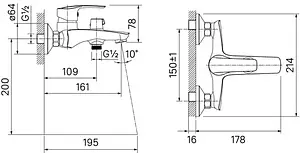Смеситель для ванны IDDIS Ray хром RAYSB02i02WA Смеситель для ванны IDDIS Ray хром RAYSB02i02WA, 2